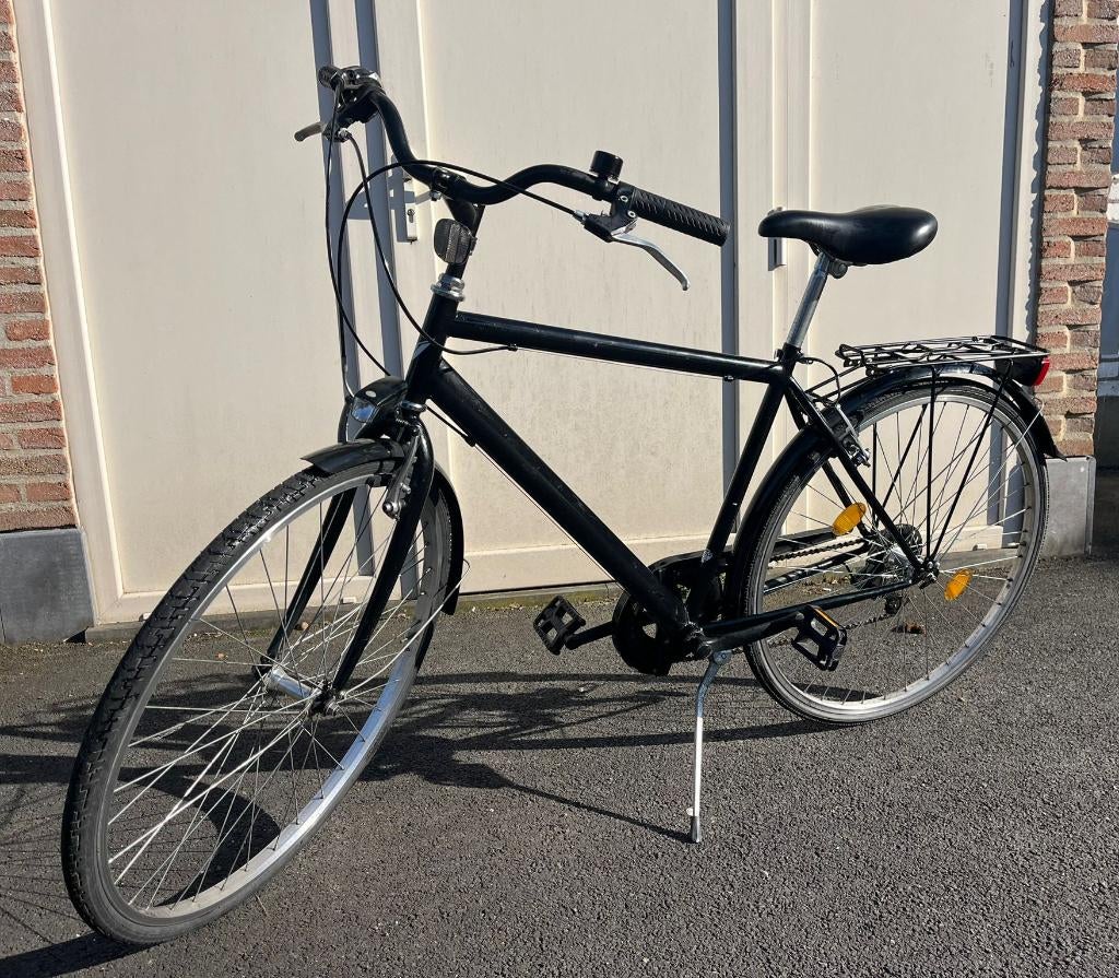 zwarte herenfiets - 53cm frame - 6 versnellingen, Ophalen, Gebruikt, Velgrem, Versnellingen