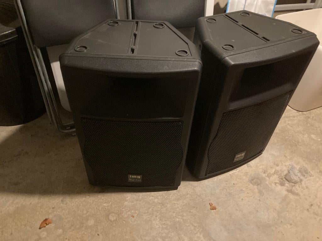 2 IMG Stage Line muziekboxen – werken perfect, Gebruikt, 120 watt of meer, Front, Rear of Stereo speakers, Ophalen