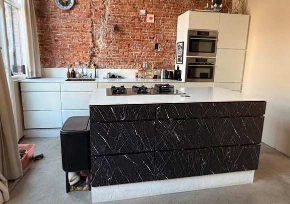 Complete keuken, Maison & Meubles, Cuisine | Cuisines complètes, Comme neuf, Cuisine à paroi simple, Blanc, Synthétique, Sans poignée