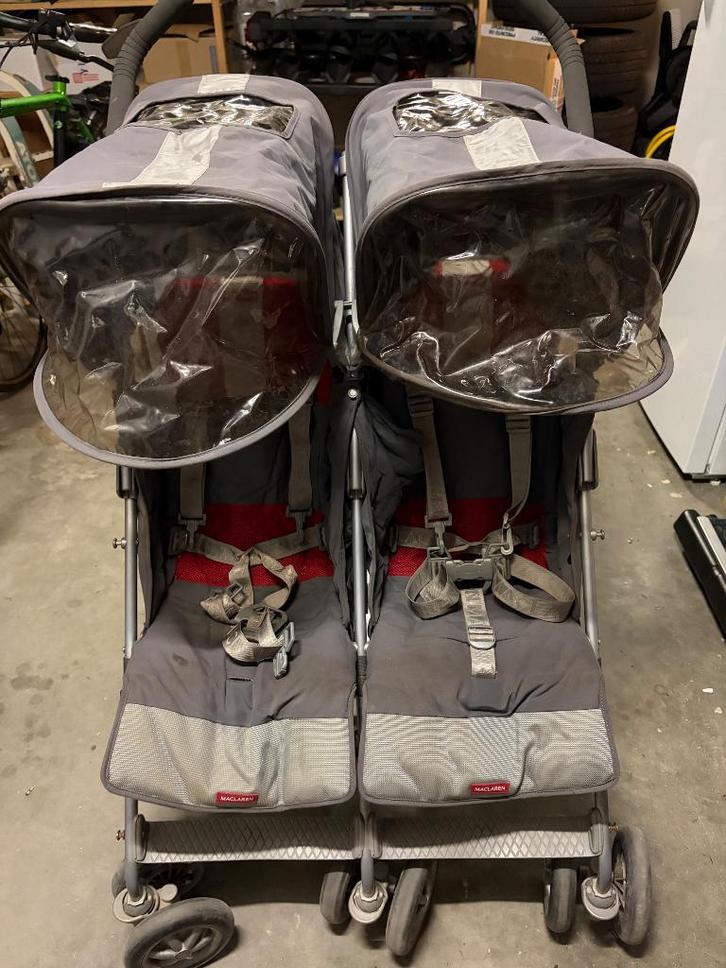 Dubbele plooibuggy Maclaren, Enfants & Bébés, Buggys, Utilisé, Maclaren, Modèle duo, Protection de pluie, Dossier réglable, Ombrelle