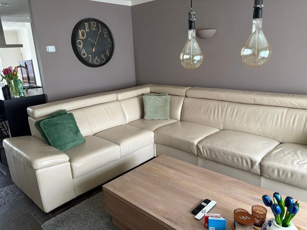 Lederen hoekbank, Ophalen, 250 tot 300 cm, Gebruikt, Hoekbank