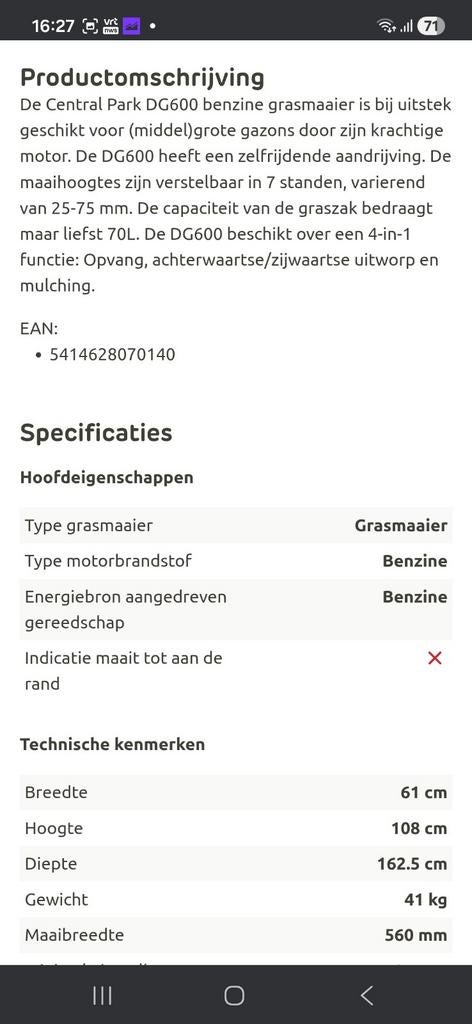 Grasmachine Central Park DG600 173 CC, Ophalen