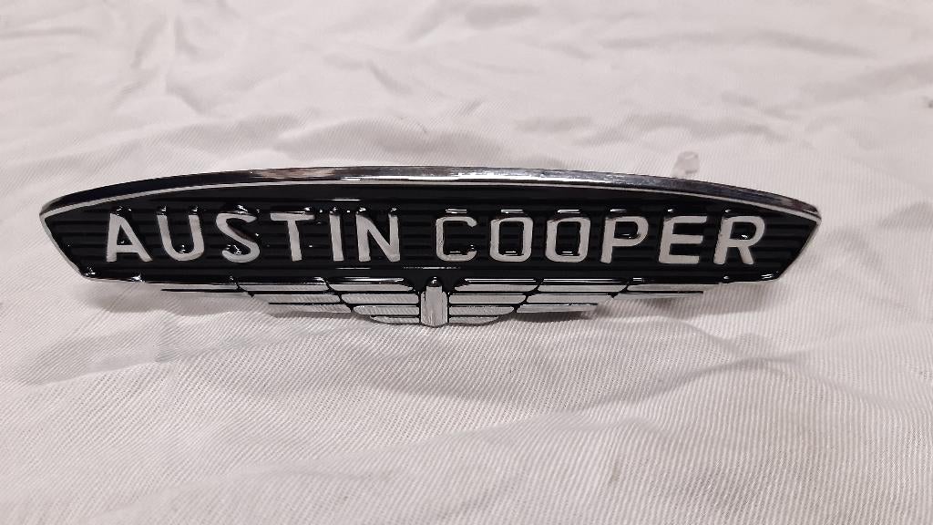 badge / embleem motorkap "austin cooper" mk1 Klassieke Mini, Auto-onderdelen, Carrosserie, Motorkap, Mini, Rover, Austin, Voor