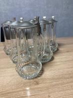 Glazen bierpullen met tinnen deksel, Ophalen, Zo goed als nieuw, Bierglas