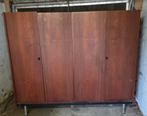 Houtkleurige bruine vintage kleerkast., Maison & Meubles, Armoires | Penderies & Garde-robes, Avec tablette(s), 200 cm ou plus