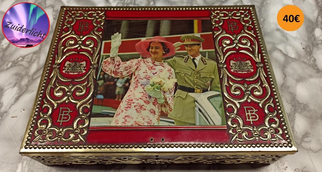 50 jaar oude blikken doos Fabiola & Boudewijn, Verzamelen, Ophalen, Gebruikt