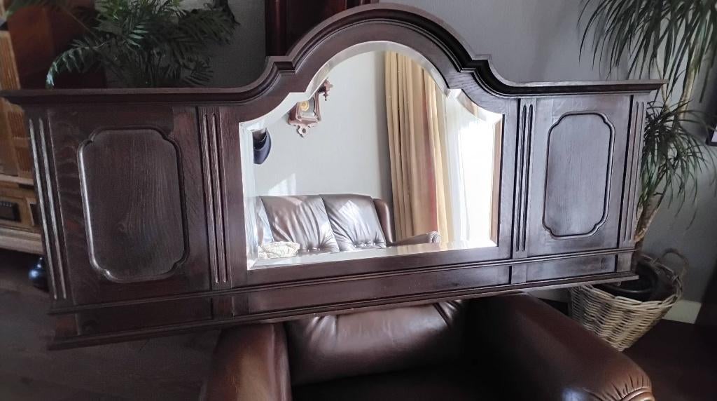 Miroir en chêne de 139 cm de large et 65 cm de haut, Antiquités & Art, Enlèvement, Autres formes, 100 à 150 cm, Moins de 100 cm