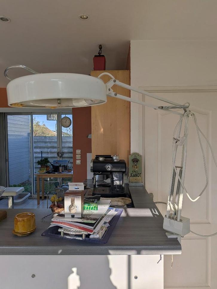 Lampe d'architecte, Maison & Meubles, Lampes | Suspensions, Comme neuf, 50 à 75 cm, Verre, Métal, Enlèvement