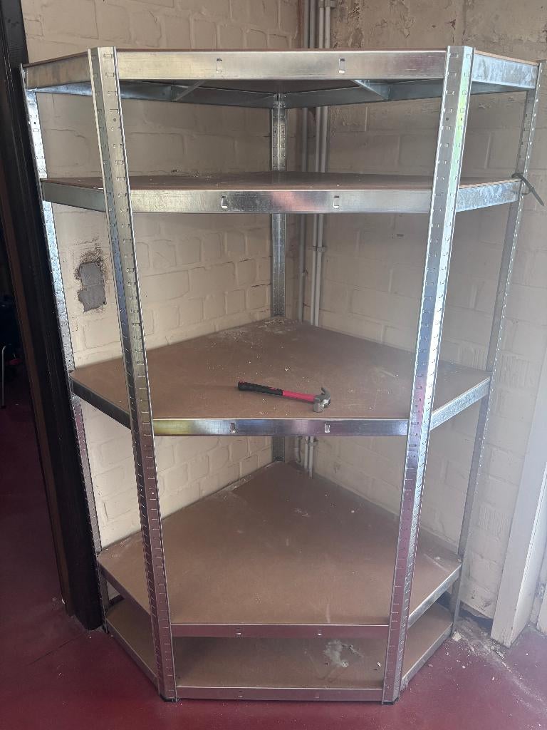 Hoekrek 5-laags staal & hout (90 x 90 x 180cm), Maison & Meubles, Armoires | Autre, Enlèvement, Utilisé