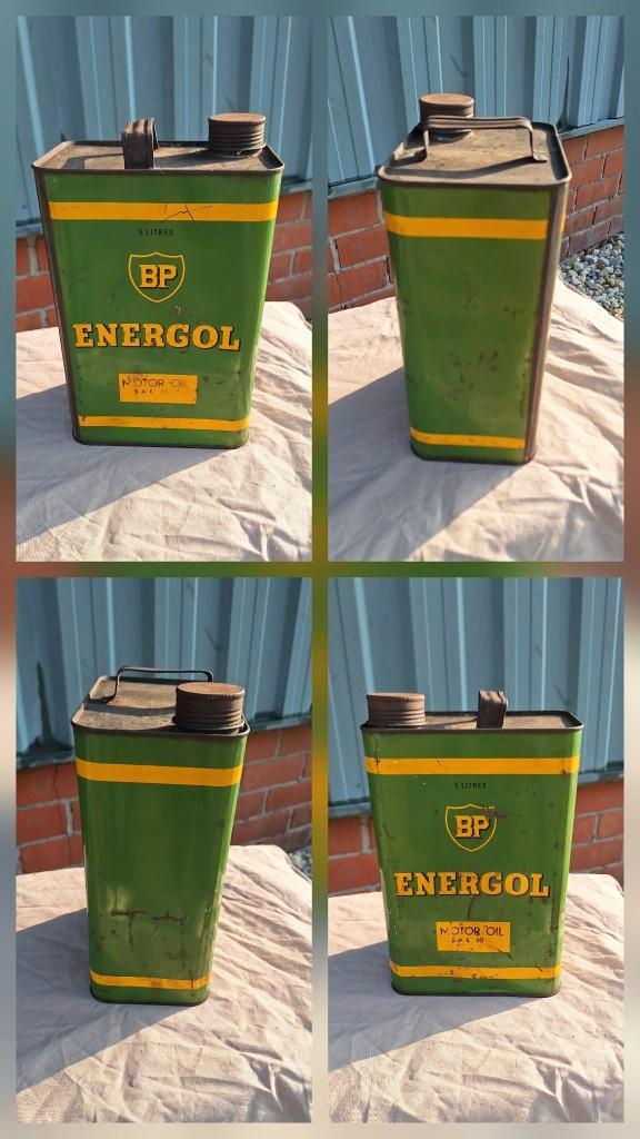 Vintage 5 liter BP Energol Motor Olieblik️⛽️, Verzamelen, Blikken, Gebruikt, Overige, Overige merken, Ophalen of Verzenden