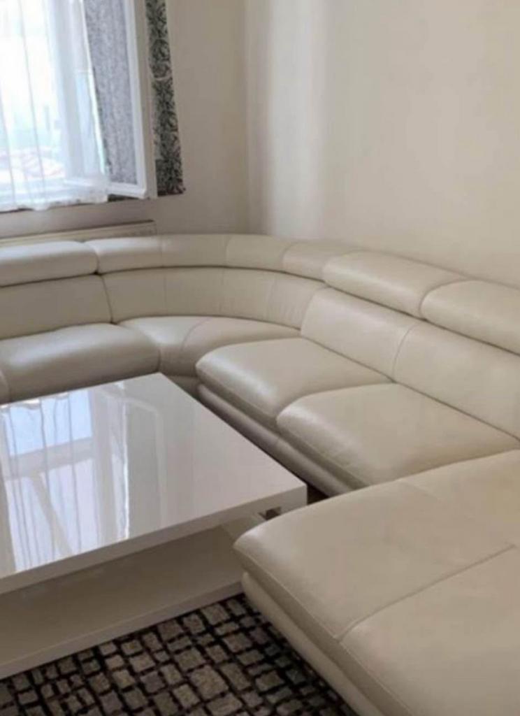 Fauteuil blanc en vrai cuir, Enlèvement, Cuir