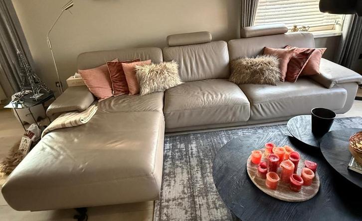 Lederen hoekzetel, Huis en Inrichting, Zetels | Zetels en Chaises Longues, Gebruikt, Vierpersoons of meer, 300 cm of meer, 75 tot 100 cm