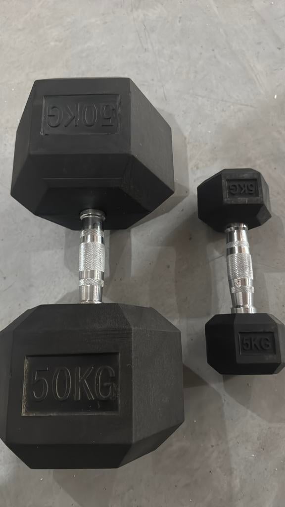 Te koop hexa dumbbells, Sport en Fitness, Fitnessmaterialen, Ophalen, Zo goed als nieuw