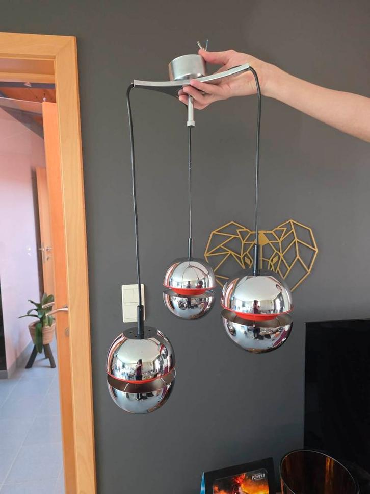 Vintage Space Age design hanglamp uit de jaren 70, Huis en Inrichting, Lampen | Hanglampen, Metaal, Ophalen
