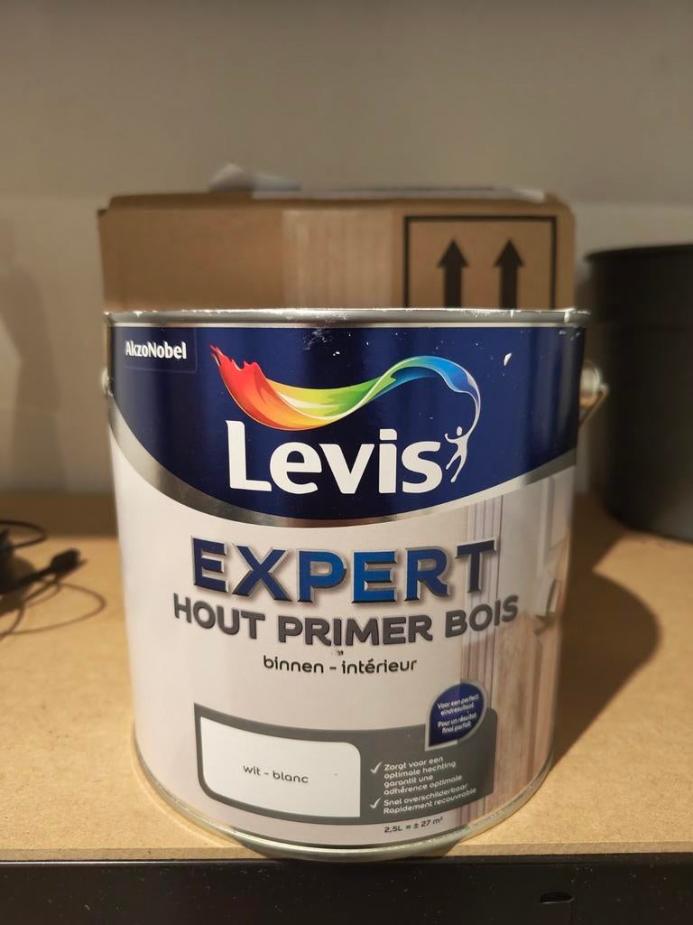 Nouveau ! Apprêt à bois Levis Expert, intérieur blanc, 2,5 l, Bricolage & Construction, Enlèvement, Blanc, Peinture