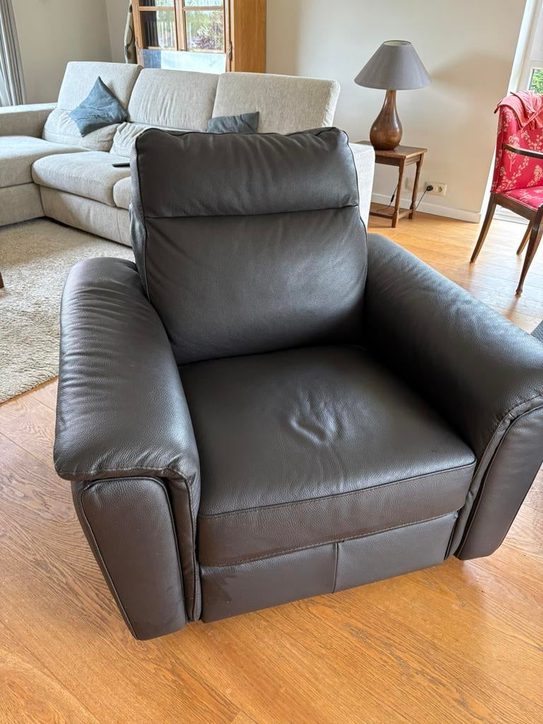 Fauteuil en cuir club une place, Enlèvement, Comme neuf, Cuir