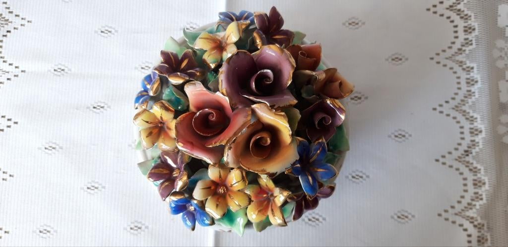 Pot italien en céramique fait main, motif floral., Enlèvement