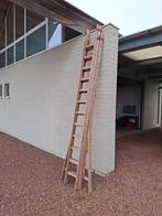 Houten ladder 7 mtr 3-delig, Doe-het-zelf en Bouw, Ladders en Trappen, Ophalen, Gebruikt, Ladder, Opvouwbaar of Inschuifbaar