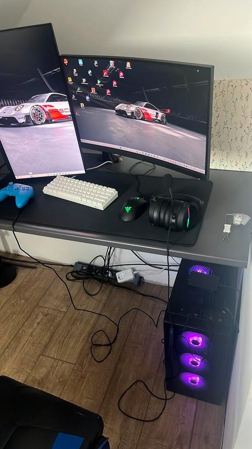 High end gaming setup, Computers en Software, Desktop Pc's, Zo goed als nieuw, HDD, SSD, 16 GB, Met videokaart, Met monitor, Gaming