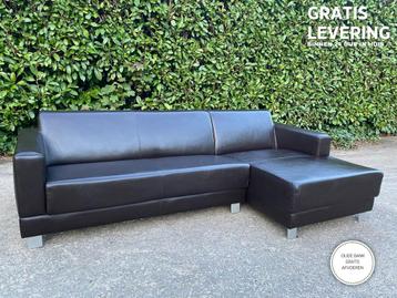 LIVRAISON GRATUITE Canapé d'angle en cuir véritable brun HEE, 125 à 150 cm, Comme neuf, Cuir, Moderne