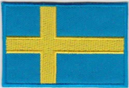 Zweden vlag stoffen opstrijk patch embleem #1, Diversen, Vlaggen en Wimpels, Nieuw, Verzenden