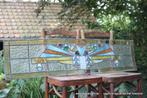 Retro vintage antieke oude set glasramen glas in lood, Ophalen