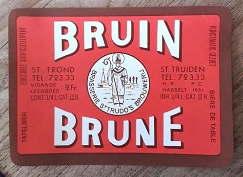 Etiket "Bruin" - Tafelbier ST. Truiden, Verzamelen, Biermerken, Zo goed als nieuw, Ophalen of Verzenden