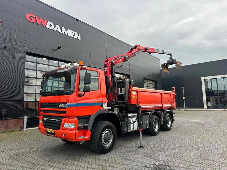 Ginaf X 3335 S 6x6 3 zijdigge Kipper /Z-kraan Euro 5, Auto's, Vrachtwagens, ABS, Achteruitrijcamera, Adaptive Cruise Control, Airconditioning