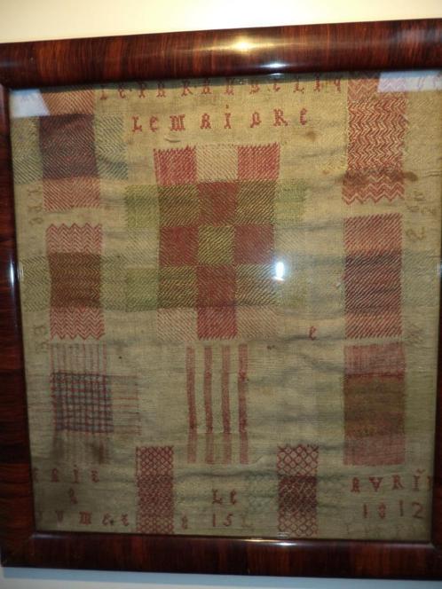 1812 merklap antiek borduurwerk ABC-darium kruisjes letters, Antiek en Kunst, Antiek | Tapijten, Tafelkleden en Textiel, Ophalen of Verzenden