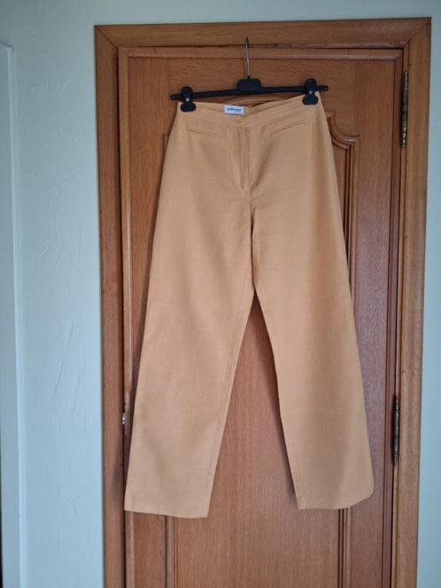Pantalon ocre lin/coton - taille : 36, Kleding | Dames, Broeken en Pantalons, Zo goed als nieuw, Maat 36 (S), Overige kleuren