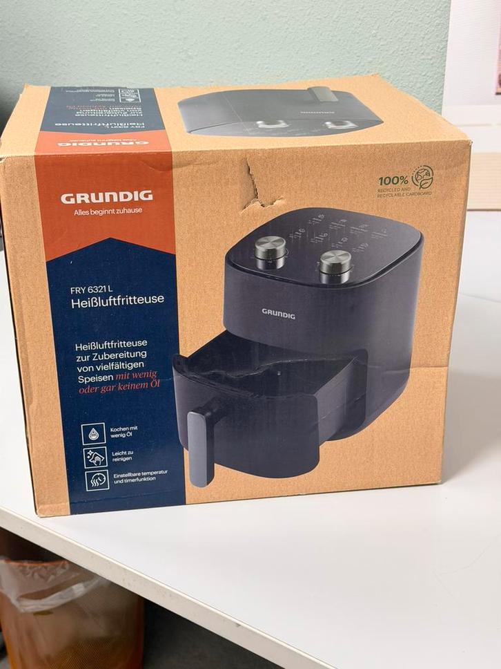 friteuse à air Grundig FRY 6321L, 1500 W, 4,7 litres, noire, Electroménager, Friteuses à air, Neuf, Friteuse à air, Enlèvement ou Envoi