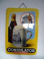 BLIKKEN RECLAMEBORDJE"CONSULATOR BIER "UIT 1958, Verzamelen, Ophalen of Verzenden, Zo goed als nieuw, Reclamebord