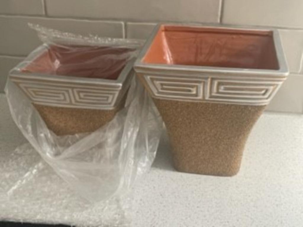 2 decoratieve binnen bloempotten (Grieks) NIEUW, Tuin en Terras, Bloempotten, Terracotta, Binnen, Ophalen