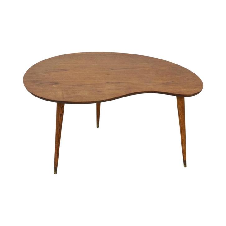 Massief Houten Niervormige Salontafel Bijzettafel Jaren 60, Antiek en Kunst, Antiek | Meubels | Tafels, Ophalen of Verzenden