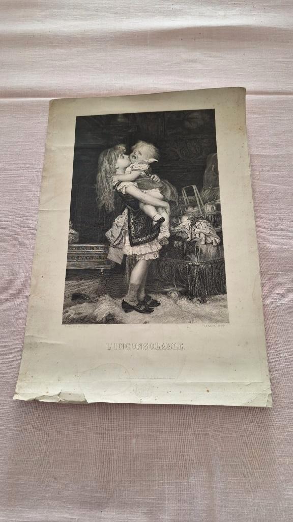 Ets L'inconsolable, Antiek en Kunst, Kunst | Etsen en Gravures, Ophalen