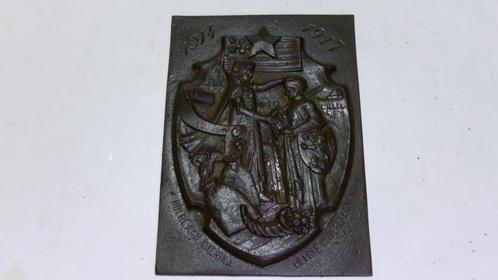 Originele WO 1,gietijzeren herdenkingsplaquette in relief., Verzamelen, Militaria | Algemeen, Landmacht, Embleem of Badge, Ophalen of Verzenden