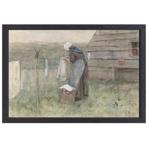 Femme à la corde à linge - Anton Mauve toile + cadre à pâtis, Maison & Meubles, Accessoires pour la Maison | Peintures, Dessins & Photos