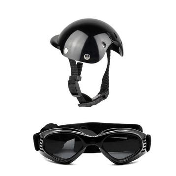 Motorhelm +zonnebril voor klein hondje beschikbaar voor biedingen