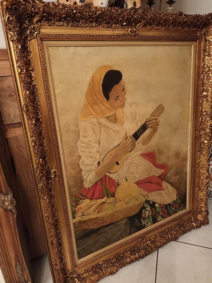 Schilderij, grote goude brocante kader, prachtstuk, Antiek en Kunst, Kunst | Schilderijen | Klassiek, Ophalen