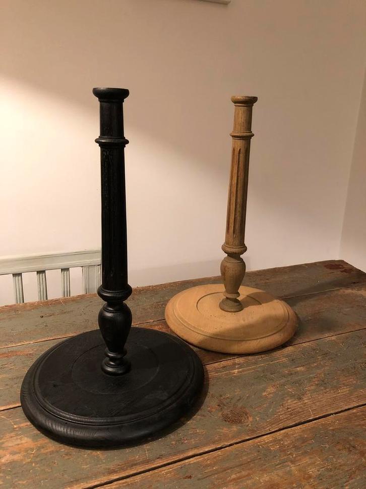 ANTIEKE LAMPENVOETEN GECANNELEERD HOUT LAMP, Antiek en Kunst, Antiek | Verlichting, Ophalen of Verzenden