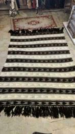 GR60 Vintage retro grand foulard sprei ecru bruin gehaakt, Ophalen of Verzenden, Zo goed als nieuw