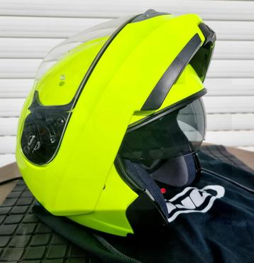 HJC HELM FS-MAX N FLUO GEEL MT LARGE, Motoren, Systeemhelm, Dames, HJC, Ophalen of Verzenden