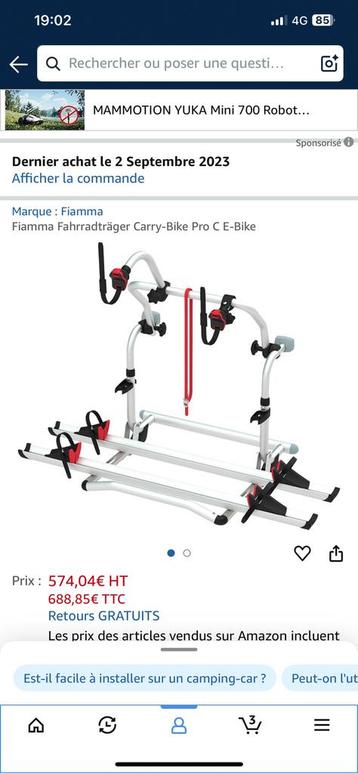 Porte velo Fiamma pour camping-car/caravane + attaches ! beschikbaar voor biedingen