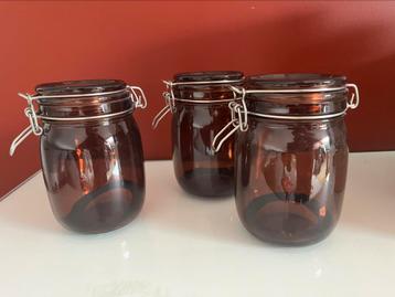 Set van 3 voorraadpotten - Roodbruin beschikbaar voor biedingen