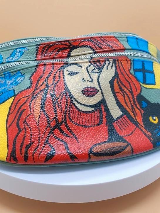 Unieke handtas — handgeschilderd kunstwerk, Handtassen en Accessoires, Tassen | Damestassen, Handtas, Ophalen of Verzenden