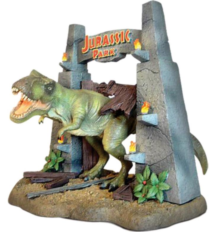 Jurassic Park T-rex-beeld met collector's box, Verzamelen, Film en Tv, Nieuw, Film, Beeldje, Replica of Model, Ophalen