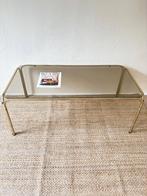 Salontafel Space Age - Bauhaus - Messing - Rookglas Retro, Gebruikt, 100 tot 150 cm, 50 tot 100 cm, Glas