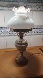 RETRO KERAMISCHE LAMP EN GLOBE BOBECHE GLAZ OPALINE, Ophalen of Verzenden, Zo goed als nieuw, Glas, 50 tot 75 cm