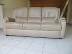 3-zit beige lederen sofa / zetel, Huis en Inrichting, Ophalen, Klassiek, 150 tot 200 cm, Driepersoons