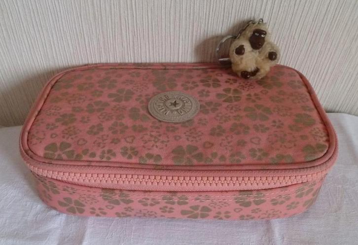 Kipling plumier 50 pens rose et or + singe, Divers, Fournitures scolaires, Utilisé, Enlèvement ou Envoi